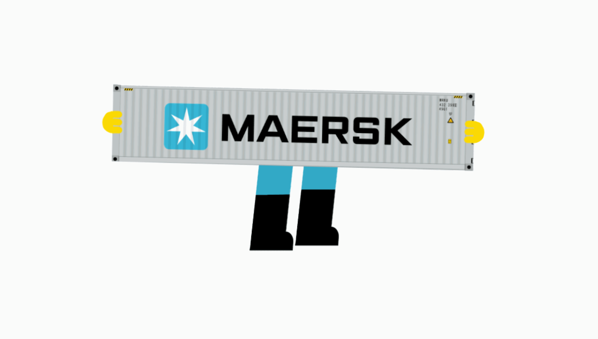 Mærsk container med ben, motion graphic